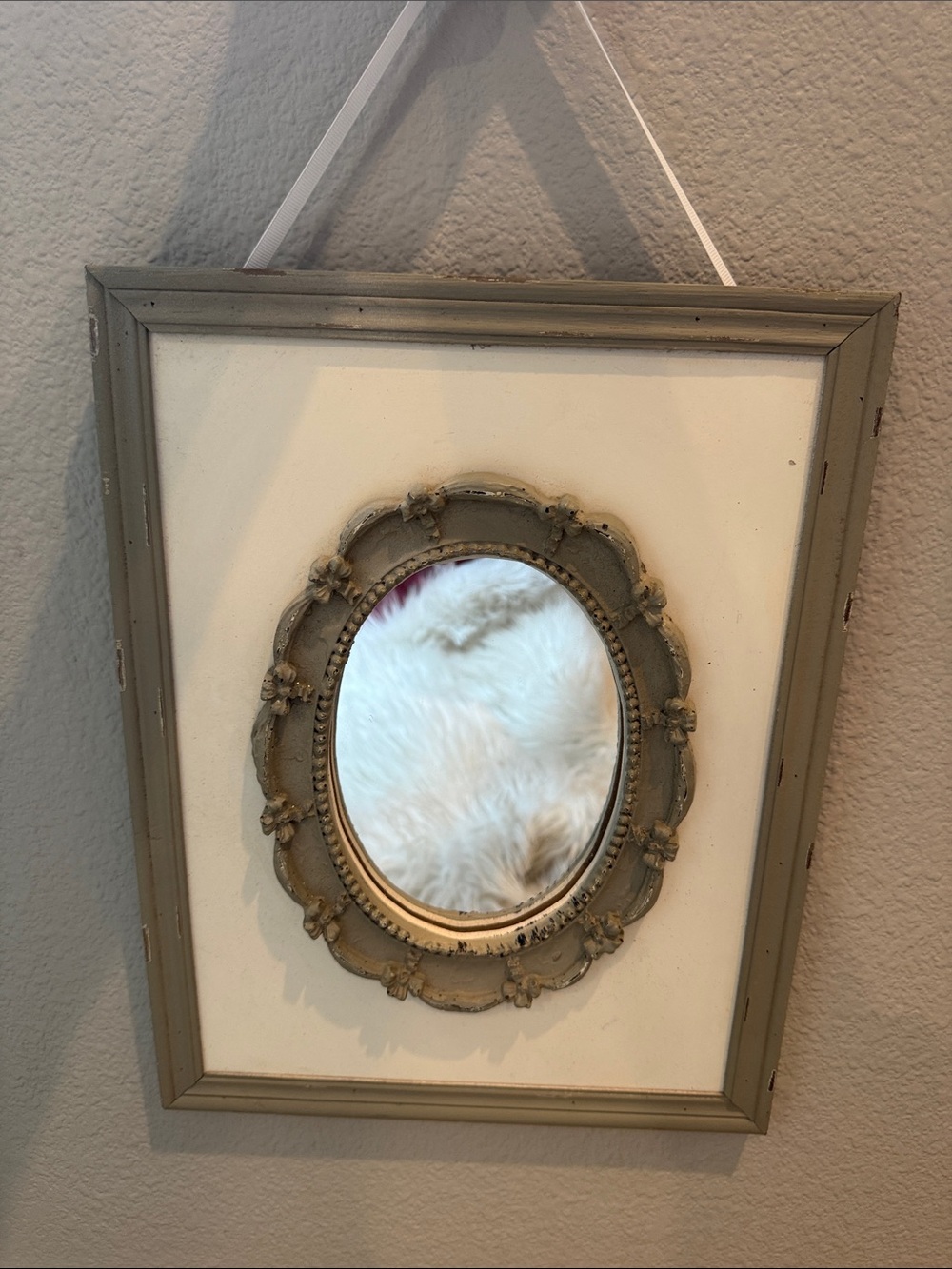 Vintage Style Gray and White Decorative Wall Mirror